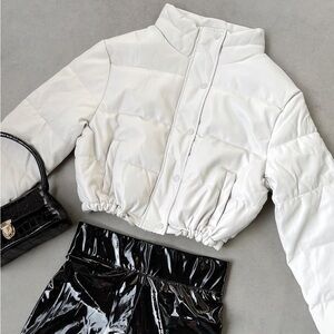 Off white faux leather jacket